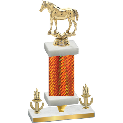 Premium Single Orange Carbon Fiber Victory Horses Trophy
