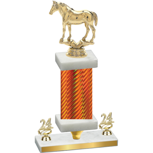 Premium Single Orange Carbon Fiber Year Horses Trophy