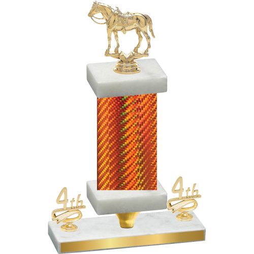 Premium Single Orange Carbon Fiber Fourth Place Horses Trophy