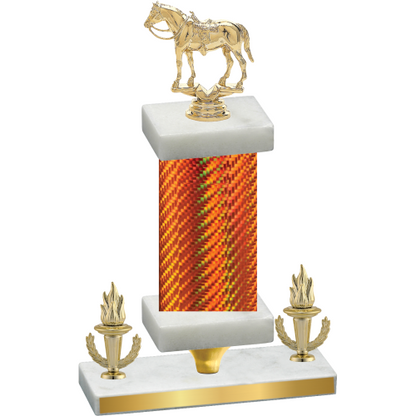 Premium Single Orange Carbon Fiber Victory Horses Trophy