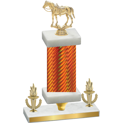Premium Single Orange Carbon Fiber Victory Horses Trophy