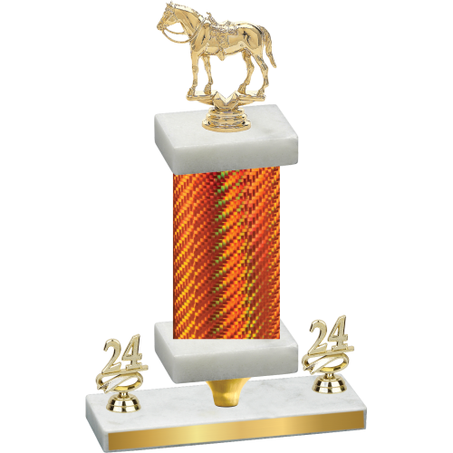 Premium Single Orange Carbon Fiber Year Horses Trophy