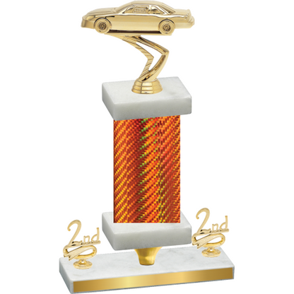 Premium Single Orange Carbon Fiber Second Place Cars Trophy