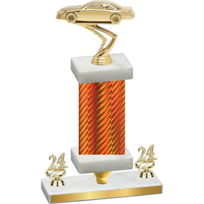 Premium Single Orange Carbon Fiber Year Cars Trophy