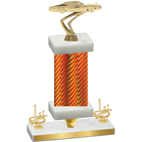 Premium Single Orange Carbon Fiber First Place Cars Trophy