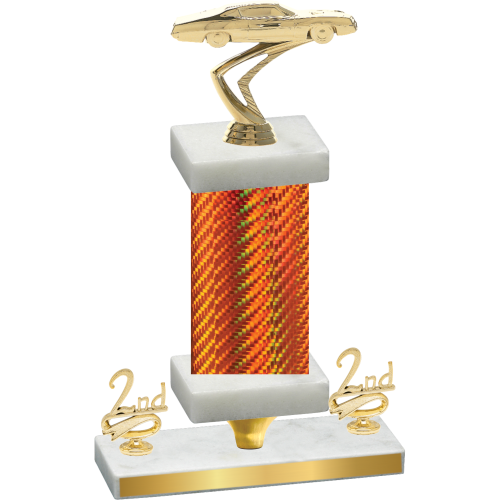 Premium Single Orange Carbon Fiber Second Place Cars Trophy