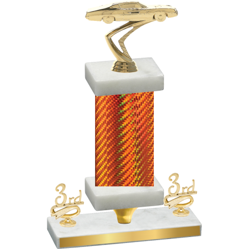 Premium Single Orange Carbon Fiber Third Place Cars Trophy