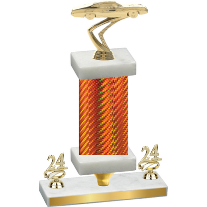 Premium Single Orange Carbon Fiber Year Cars Trophy