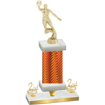 Premium Single Orange Carbon Fiber Second Place Basketball Trophy