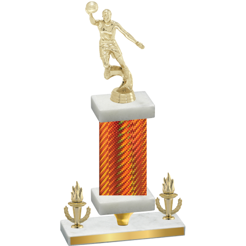 Premium Single Orange Carbon Fiber Victory Basketball Trophy