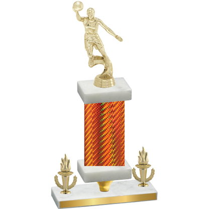 Premium Single Orange Carbon Fiber Victory Basketball Trophy