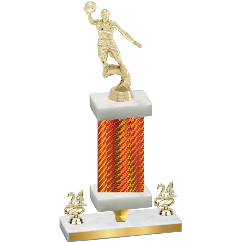 Premium Single Orange Carbon Fiber Year Basketball Trophy