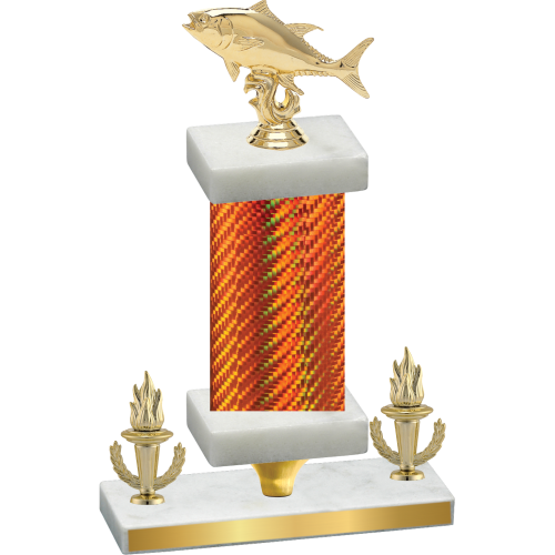 Premium Single Orange Carbon Fiber Victory Fishing Trophy