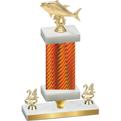 Premium Single Orange Carbon Fiber Year Fishing Trophy