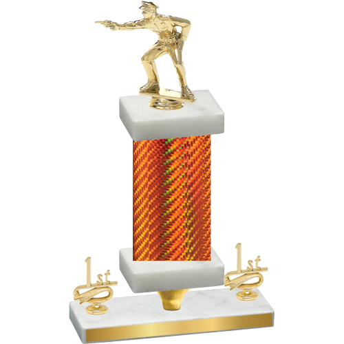 Premium Single Orange Carbon Fiber First Place Shooter Trophy