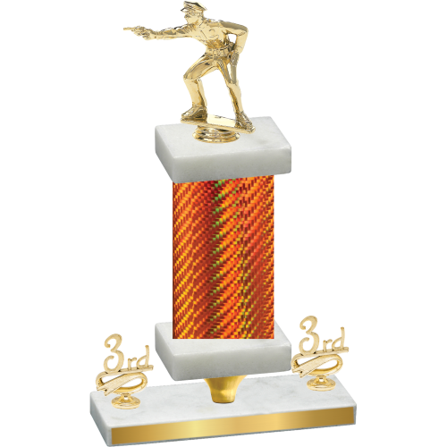 Premium Single Orange Carbon Fiber Third Place Shooter Trophy