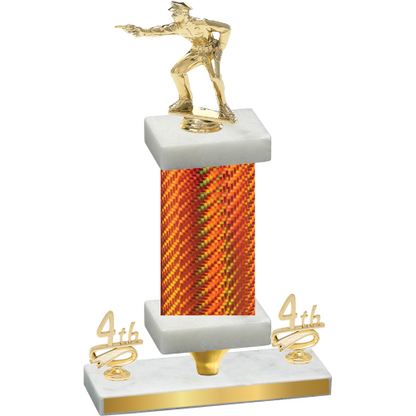 Premium Single Orange Carbon Fiber Fourth Place Shooter Trophy