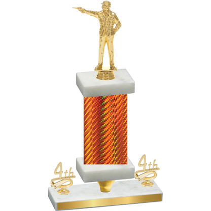 Premium Single Orange Carbon Fiber Fourth Place Shooter Trophy