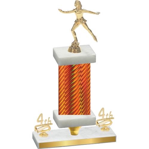 Premium Single Orange Carbon Fiber Fourth Place Skater Trophy