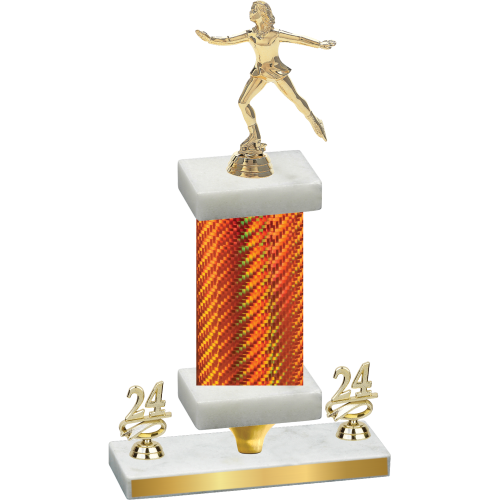 Premium Single Orange Carbon Fiber Year Skater Trophy