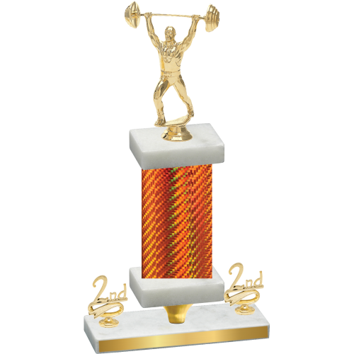 Premium Single Orange Carbon Fiber Second Place Weights Trophy
