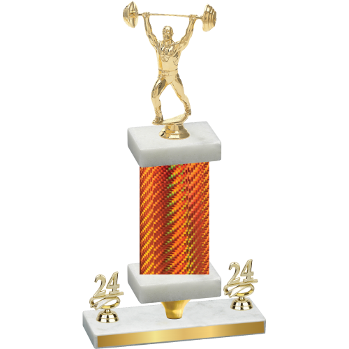 Premium Single Orange Carbon Fiber Year Weights Trophy