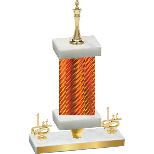 Premium Single Orange Carbon Fiber First Place Chess Trophy