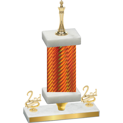 Premium Single Orange Carbon Fiber Second Place Chess Trophy
