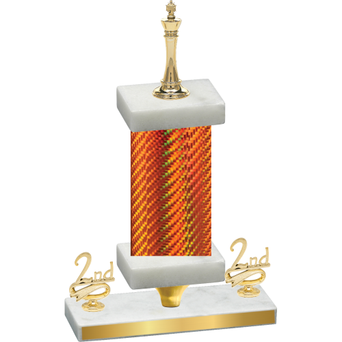Premium Single Orange Carbon Fiber Second Place Chess Trophy