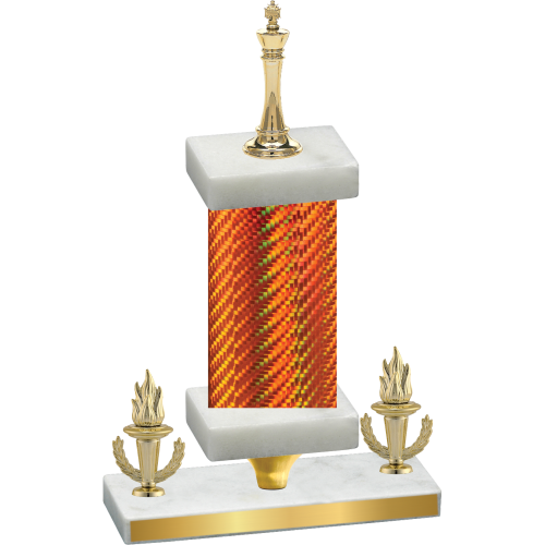 Premium Single Orange Carbon Fiber Victory Chess Trophy