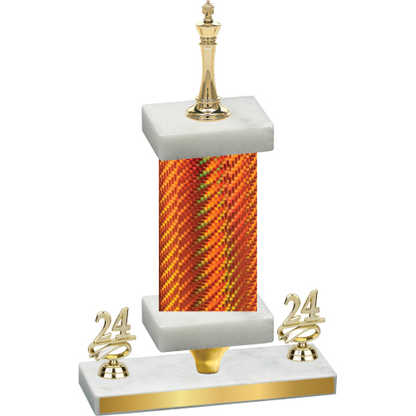 Premium Single Orange Carbon Fiber Year Chess Trophy