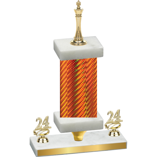 Premium Single Orange Carbon Fiber Year Chess Trophy