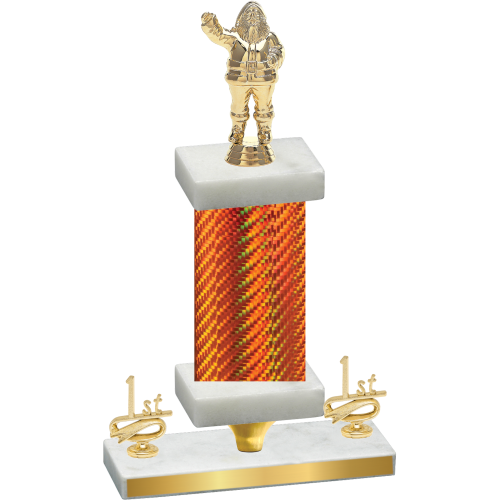 Premium Single Orange Carbon Fiber First Place Holiday Trophy