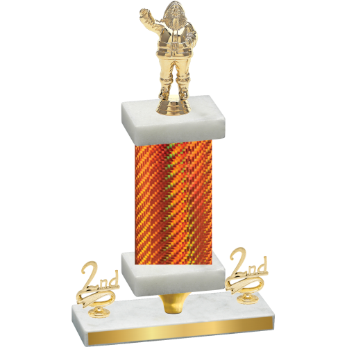 Premium Single Orange Carbon Fiber Second Place Holiday Trophy