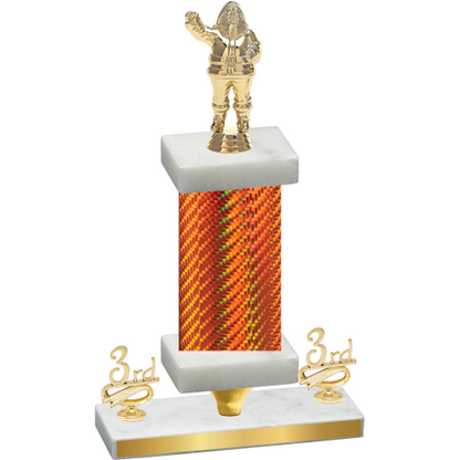 Premium Single Orange Carbon Fiber Third Place Holiday Trophy