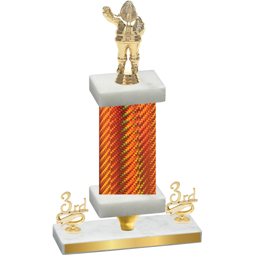 Premium Single Orange Carbon Fiber Third Place Holiday Trophy