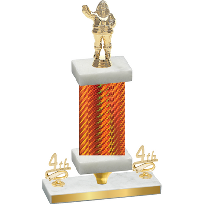 Premium Single Orange Carbon Fiber Fourth Place Holiday Trophy