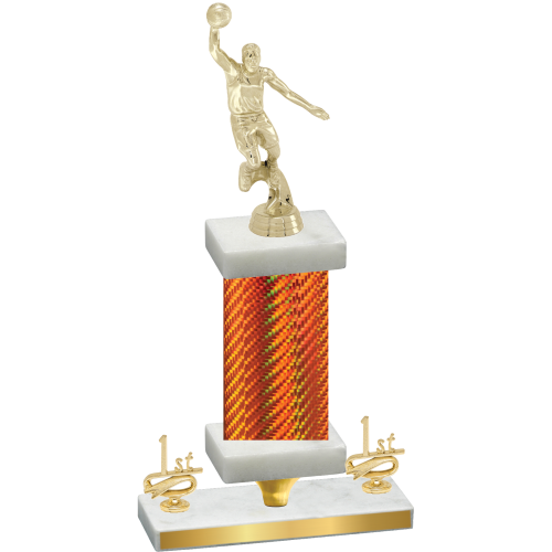 Premium Single Orange Carbon Fiber First Place Basketball Trophy