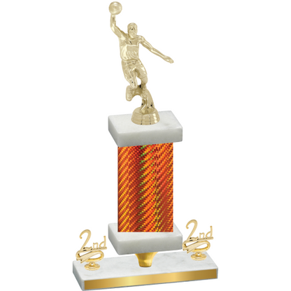 Premium Single Orange Carbon Fiber Second Place Basketball Trophy