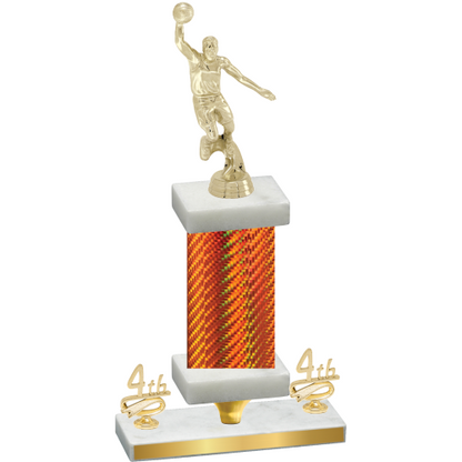 Premium Single Orange Carbon Fiber Fourth Place Basketball Trophy