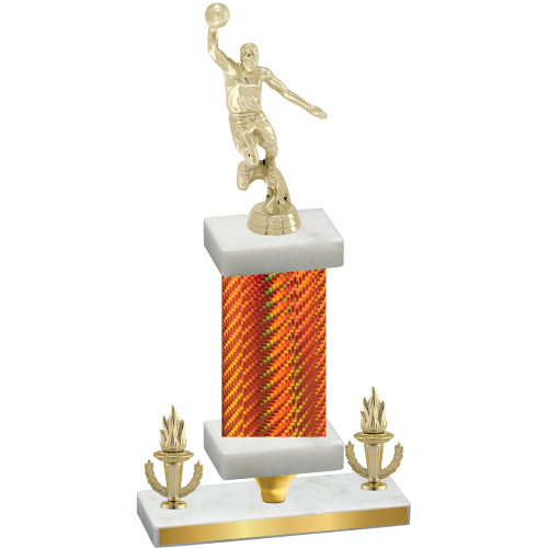 Premium Single Orange Carbon Fiber Victory Basketball Trophy