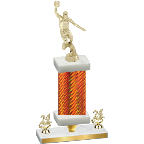 Premium Single Orange Carbon Fiber Year Basketball Trophy