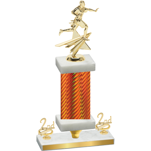 Premium Single Orange Carbon Fiber Second Place Flag Football Trophy
