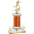 Premium Single Orange Carbon Fiber Fourth Place Flag Football Trophy