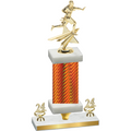 Premium Single Orange Carbon Fiber Year Flag Football Trophy