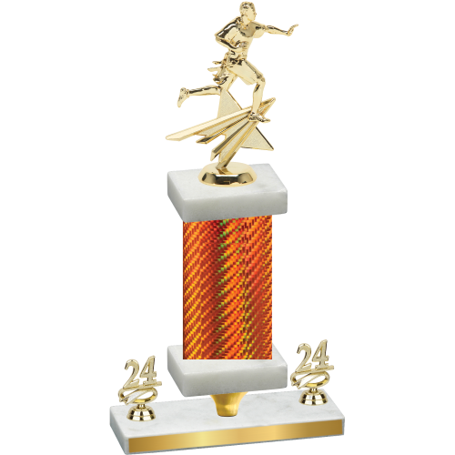 Premium Single Orange Carbon Fiber Year Flag Football Trophy