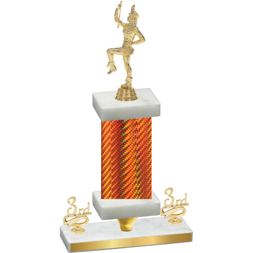 Premium Single Orange Carbon Fiber Third Place Majorette Trophy