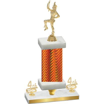 Premium Single Orange Carbon Fiber Fourth Place Majorette Trophy
