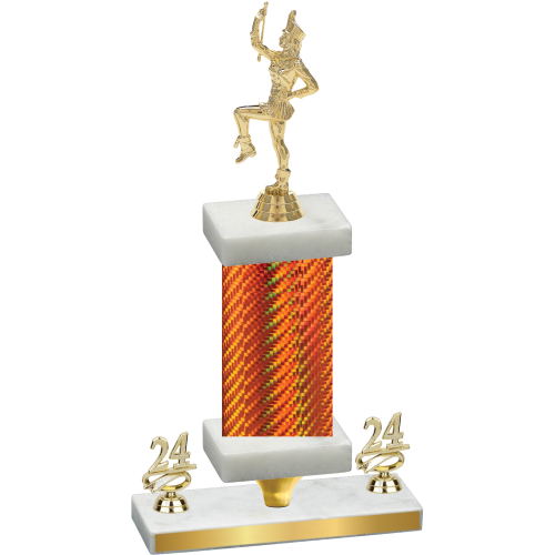 Premium Single Orange Carbon Fiber Year Majorette Trophy