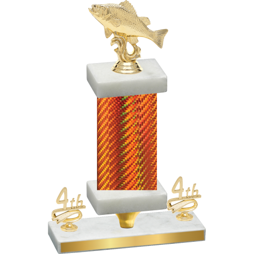 Premium Single Orange Carbon Fiber Fourth Place Fishing Trophy